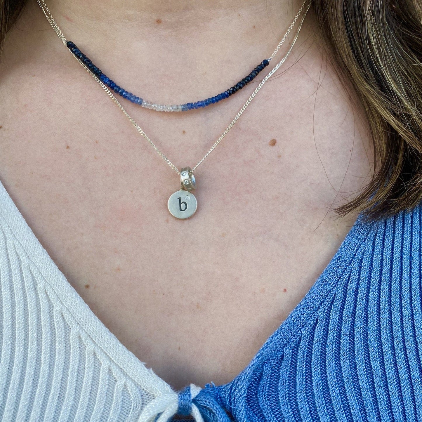 NKL Gemstone Rondelle Necklace in Sapphire Fade