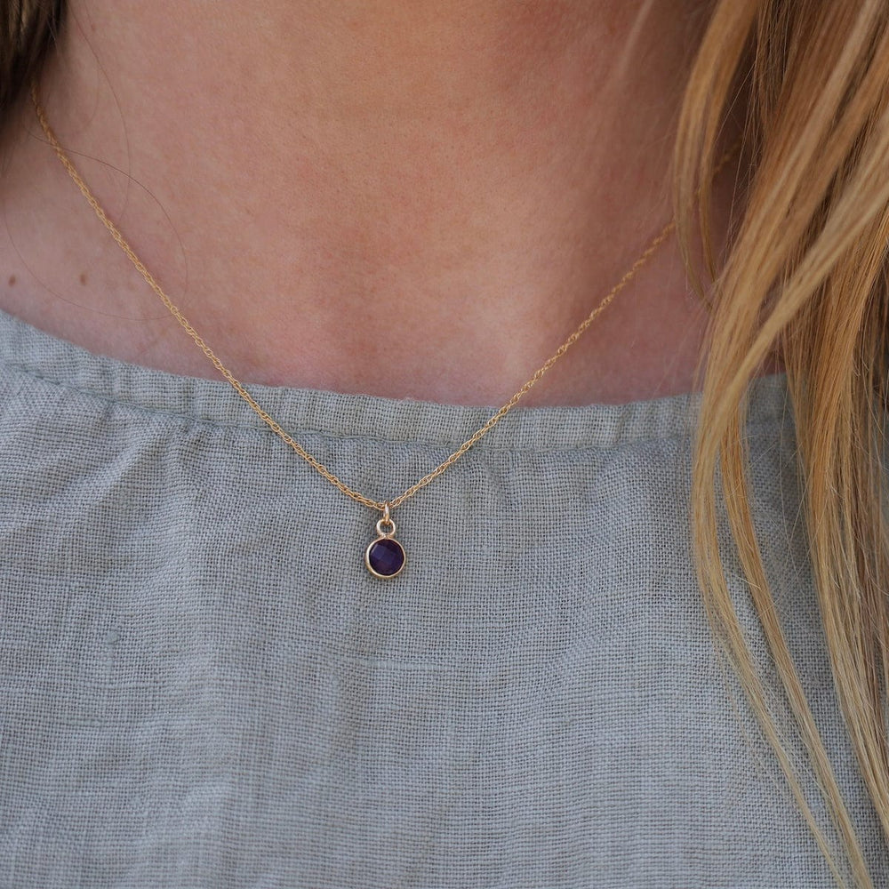 
                      
                        NKL-GF 14k Gold Filled Chain with 6mm Bezel-Set Amethyst
                      
                    