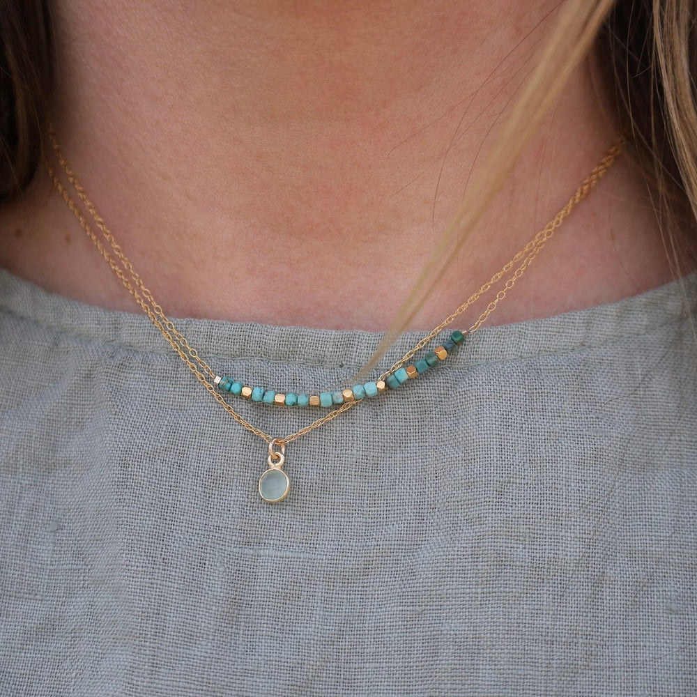 
                      
                        NKL-GF 14k Gold Filled Chain with 6mm Bezel-Set Aqua Blue Chalcedony
                      
                    