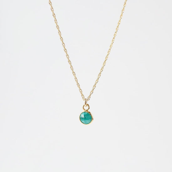 NKL-GF 14k Gold Filled Chain with 6mm Bezel-Set Green Cha