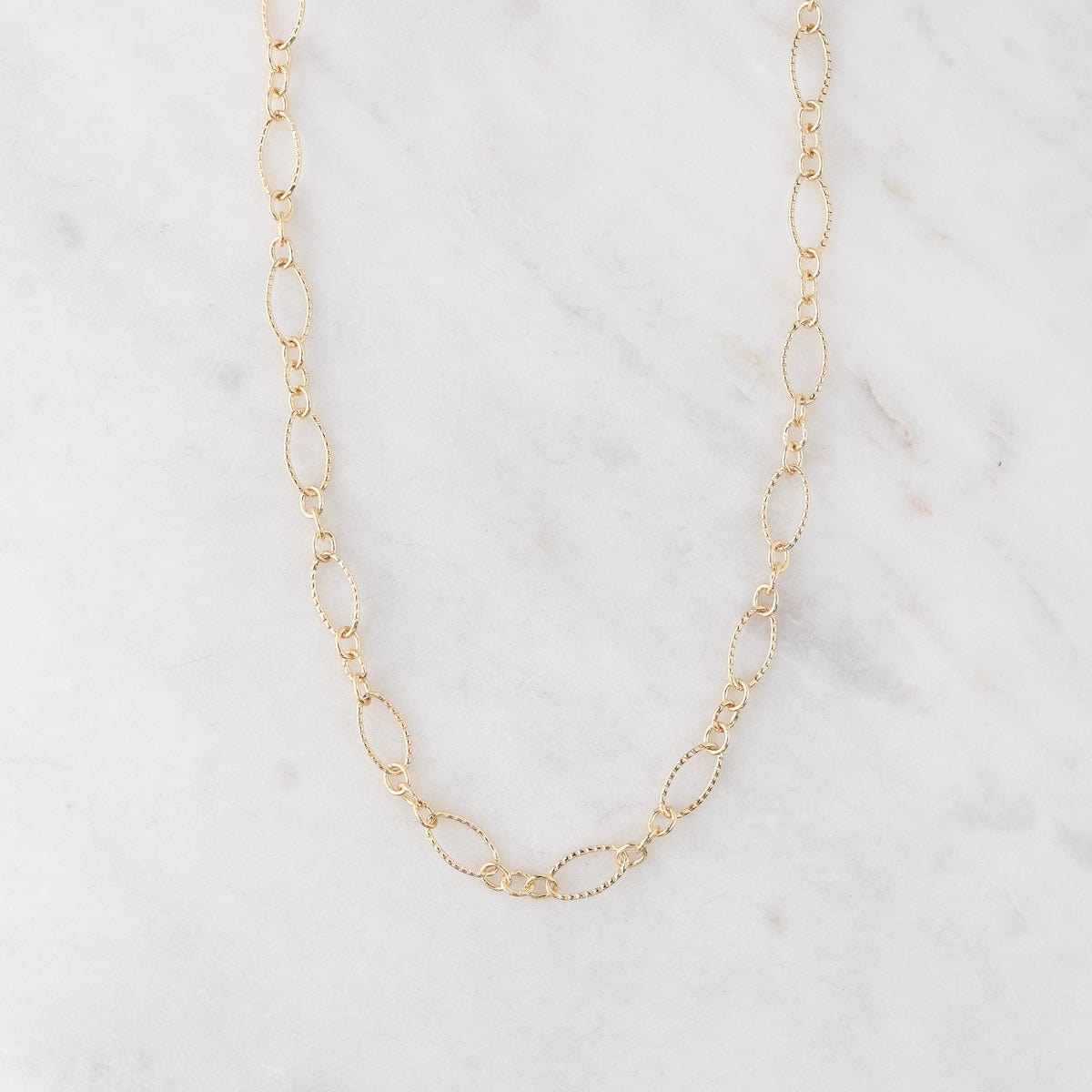 NKL-GF 16` gold Filled Corrugated Oval Long & Short Chain