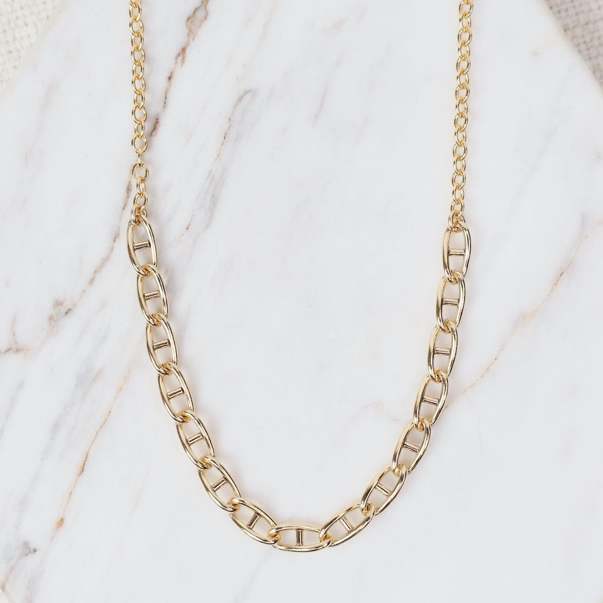 NKL-GF 16" Gold Filled Mariner Chain 8x4mm & 3mm Cable Ch