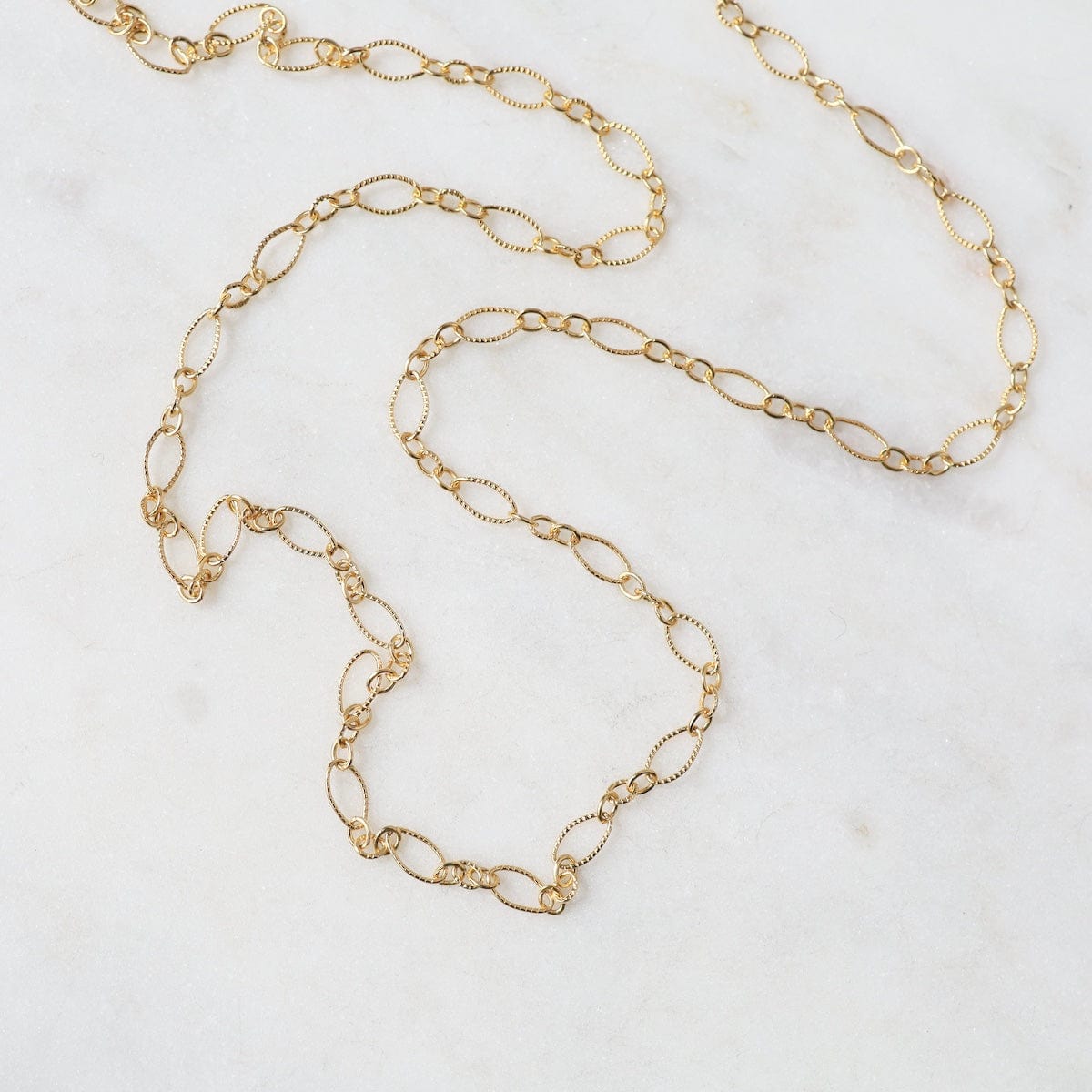 NKL-GF 16" gold Filled Oval Long & Short Chain w/ Lines 4