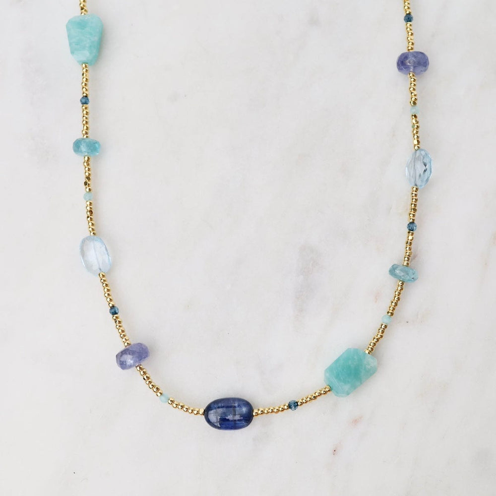 
                      
                        NKL-GF 16” Gold Glass, Amazonite, Tanzanite, Topaz, Apati
                      
                    