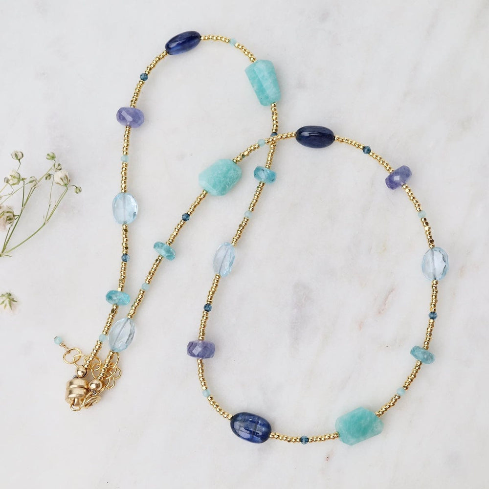 
                      
                        NKL-GF 16” Gold Glass, Amazonite, Tanzanite, Topaz, Apati
                      
                    