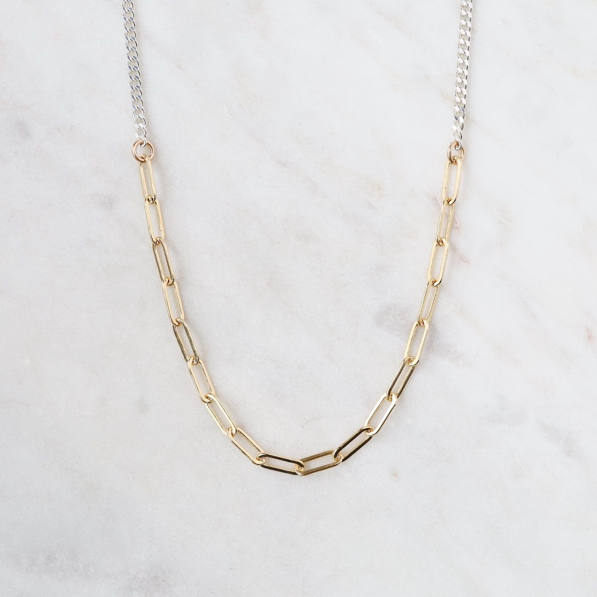 NKL-GF 18" Sterling Silver Curb Chain with Gold Filled Fl