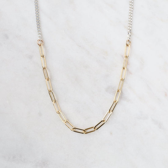 NKL-GF 18" Sterling Silver Curb Chain with Gold Filled Fl