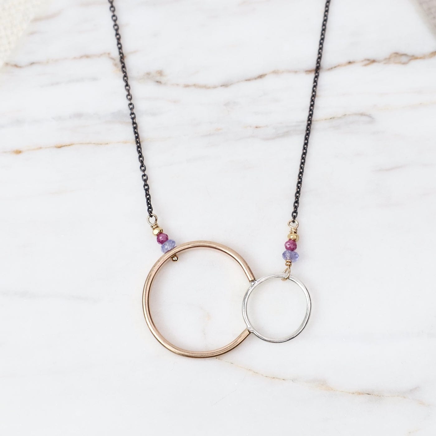 NKL-GF 2 Tone Horizontal Double Hoop Necklace