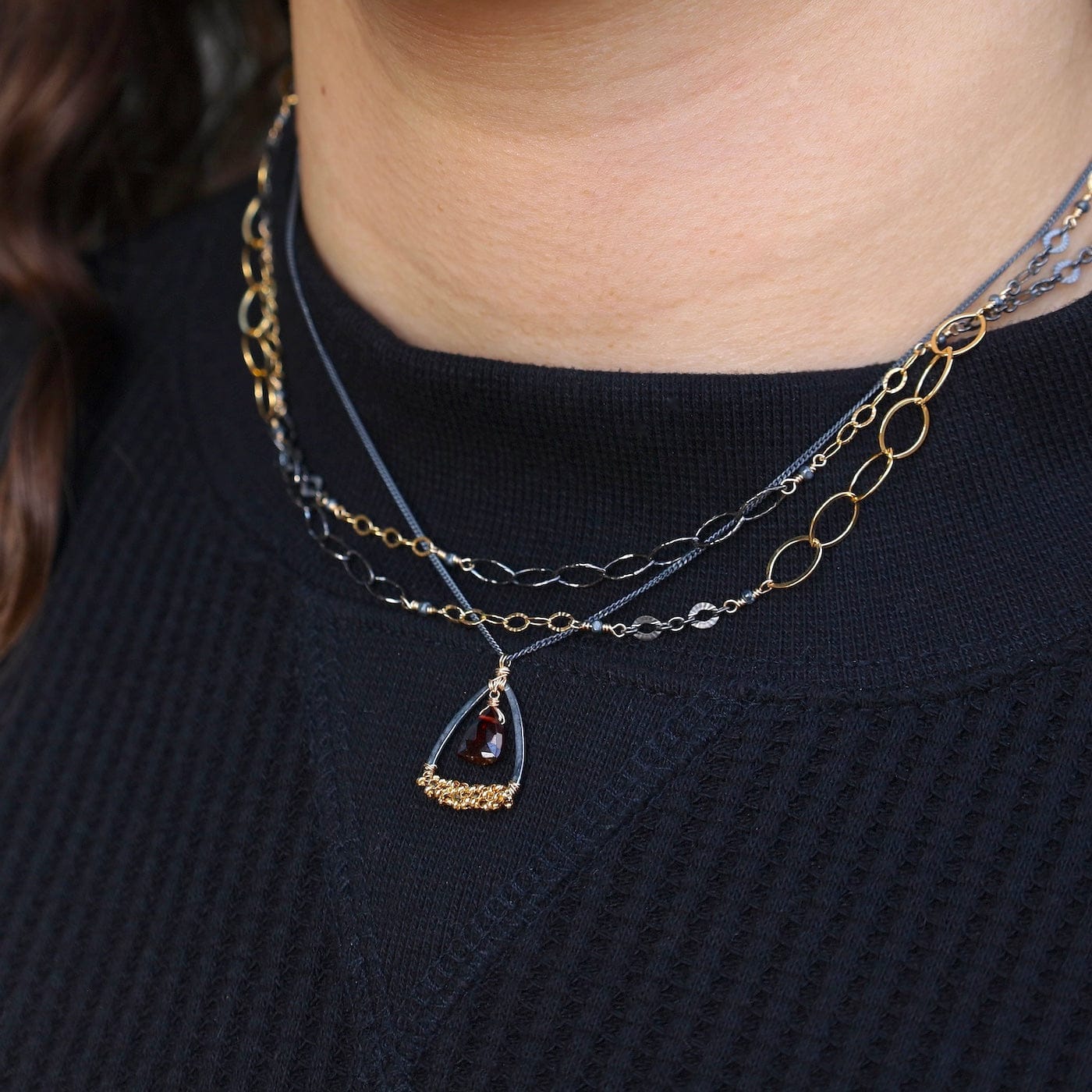 NKL-GF 33" Mixed Link Darkened Silver and Gold Filled Cha