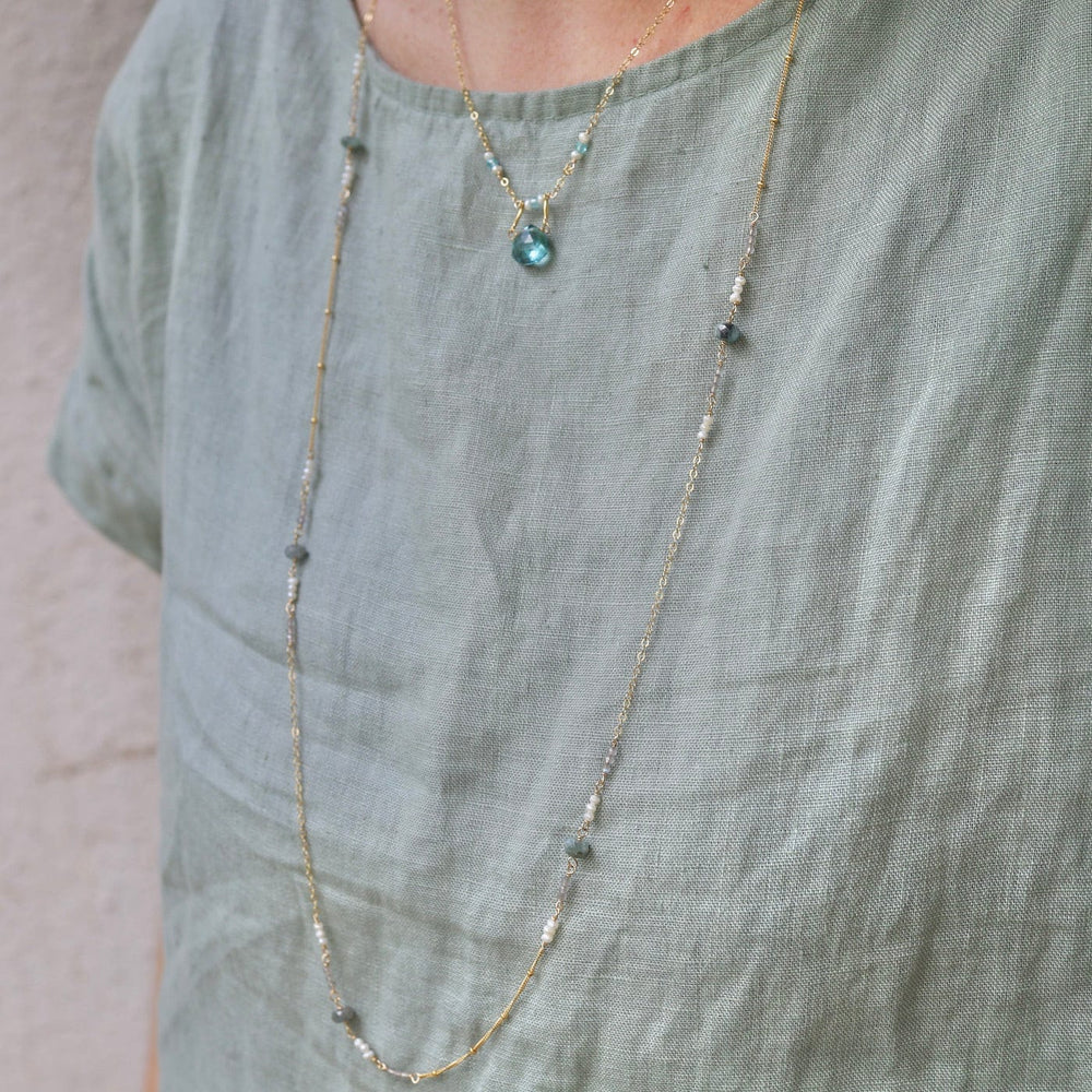 
                      
                        NKL-GF 36" Mixed Gold Filled Chain with Stations of Aquamarine Necklace
                      
                    