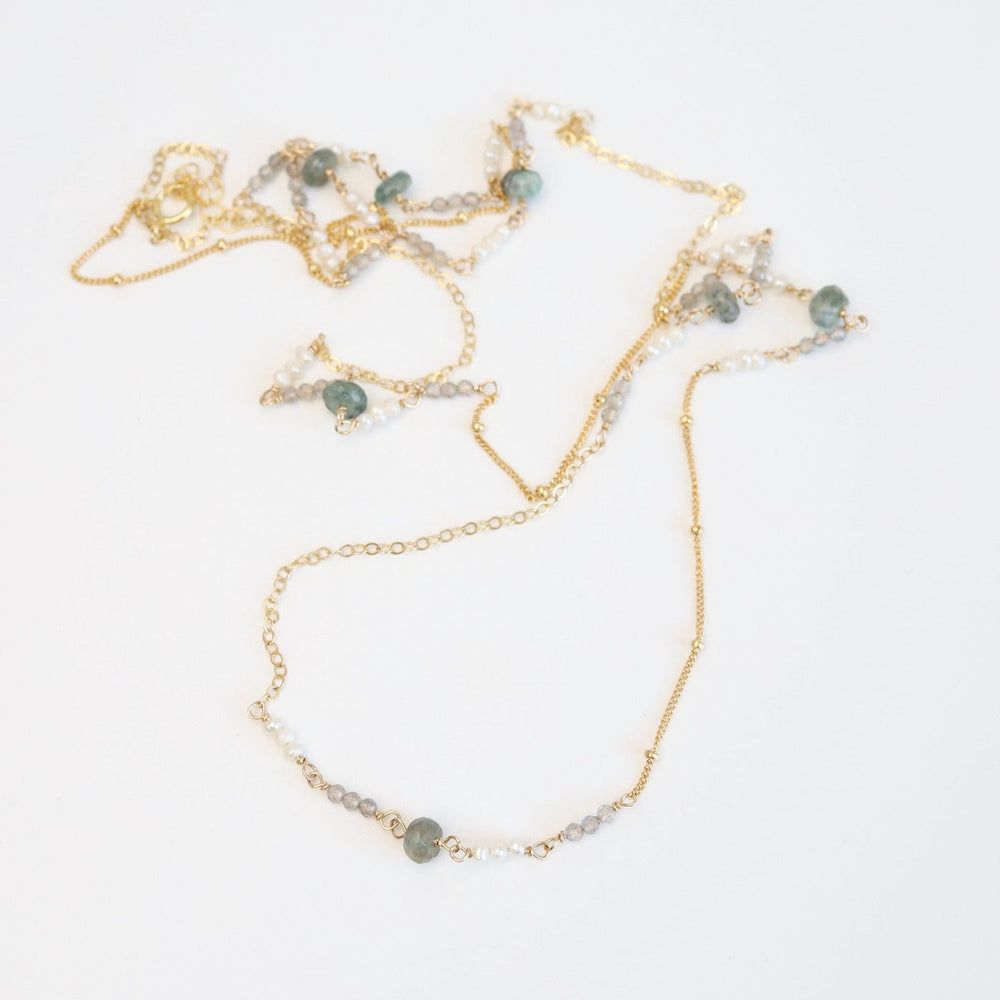 
                      
                        NKL-GF 36" Mixed Gold Filled Chain with Stations of Aquamarine Necklace
                      
                    