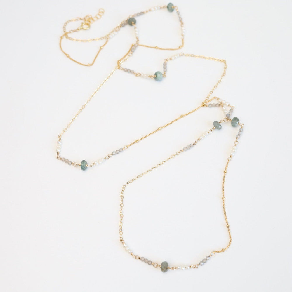 
                      
                        NKL-GF 36" Mixed Gold Filled Chain with Stations of Aquamarine Necklace
                      
                    