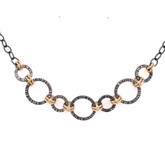 NKL-GF 7 Lined Sterling Silver Links Necklace