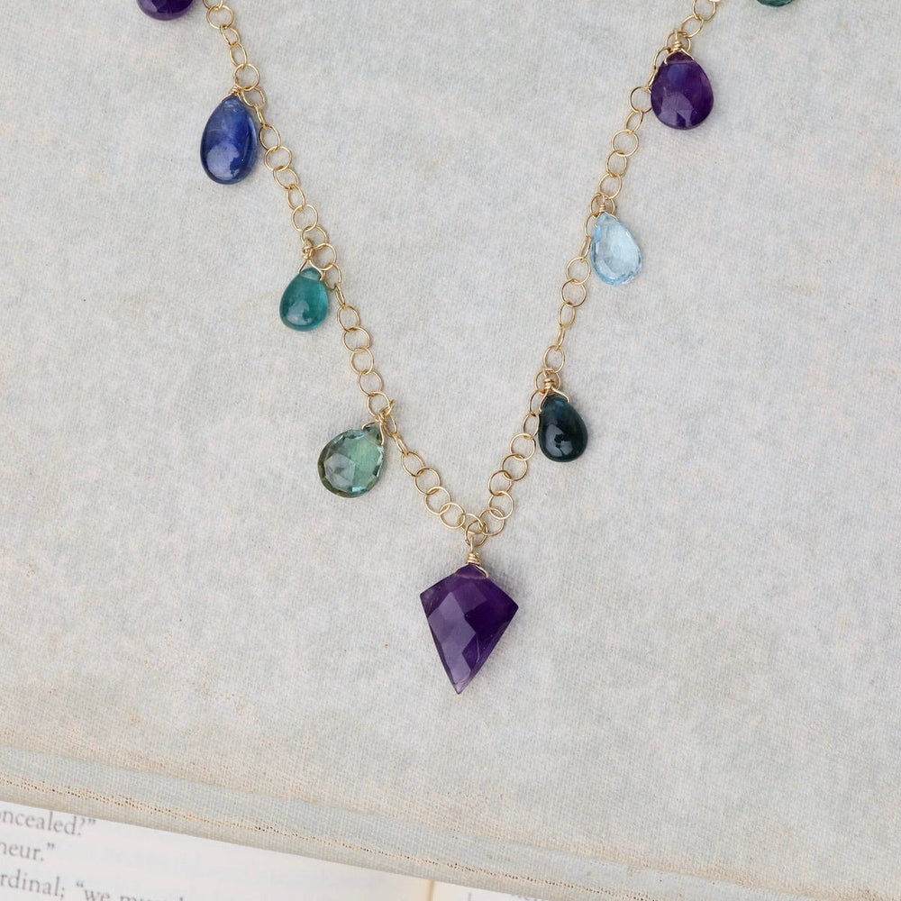 
                      
                        NKL-GF Amethyst, Grandidierite, Kyanite, Sky Blue Topaz Necklace
                      
                    