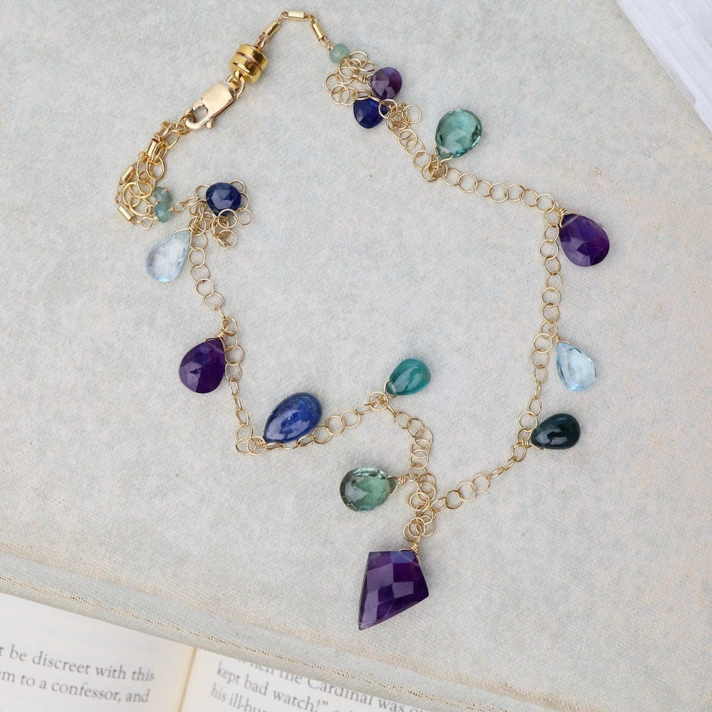 
                      
                        NKL-GF Amethyst, Grandidierite, Kyanite, Sky Blue Topaz Necklace
                      
                    