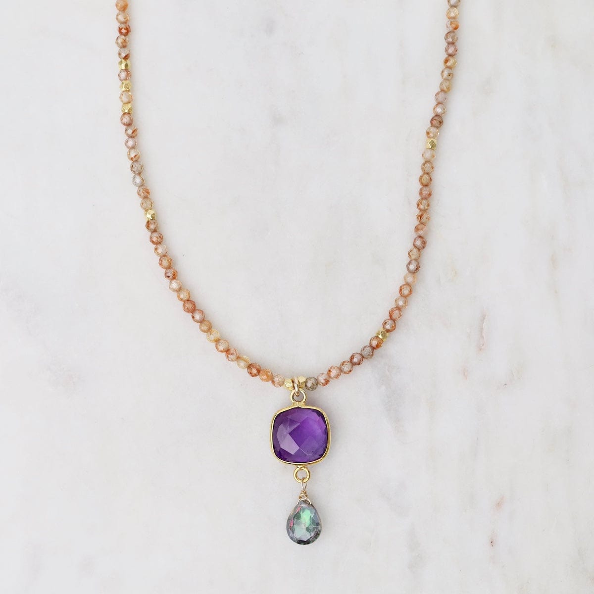 NKL-GF Amethyst Square Pendant in Vermeil Bezel , Mystic