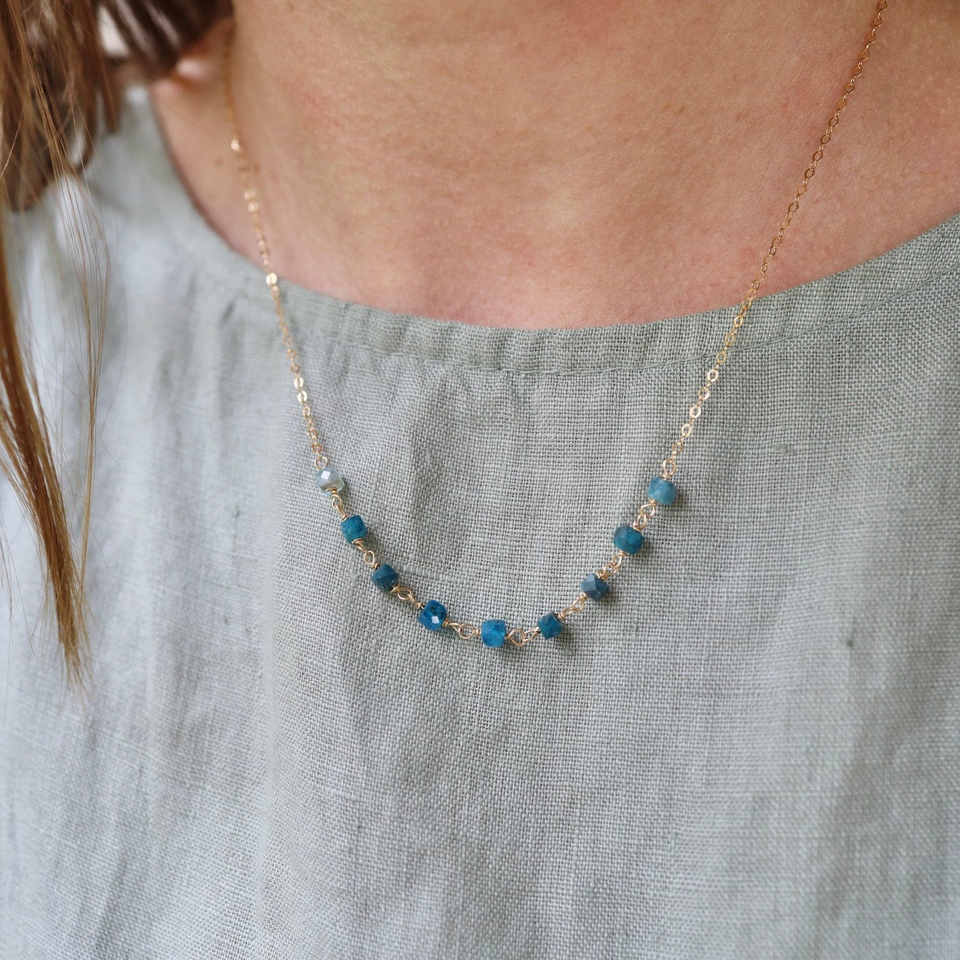 NKL-GF Apatite Handmade Bead Chain Necklace