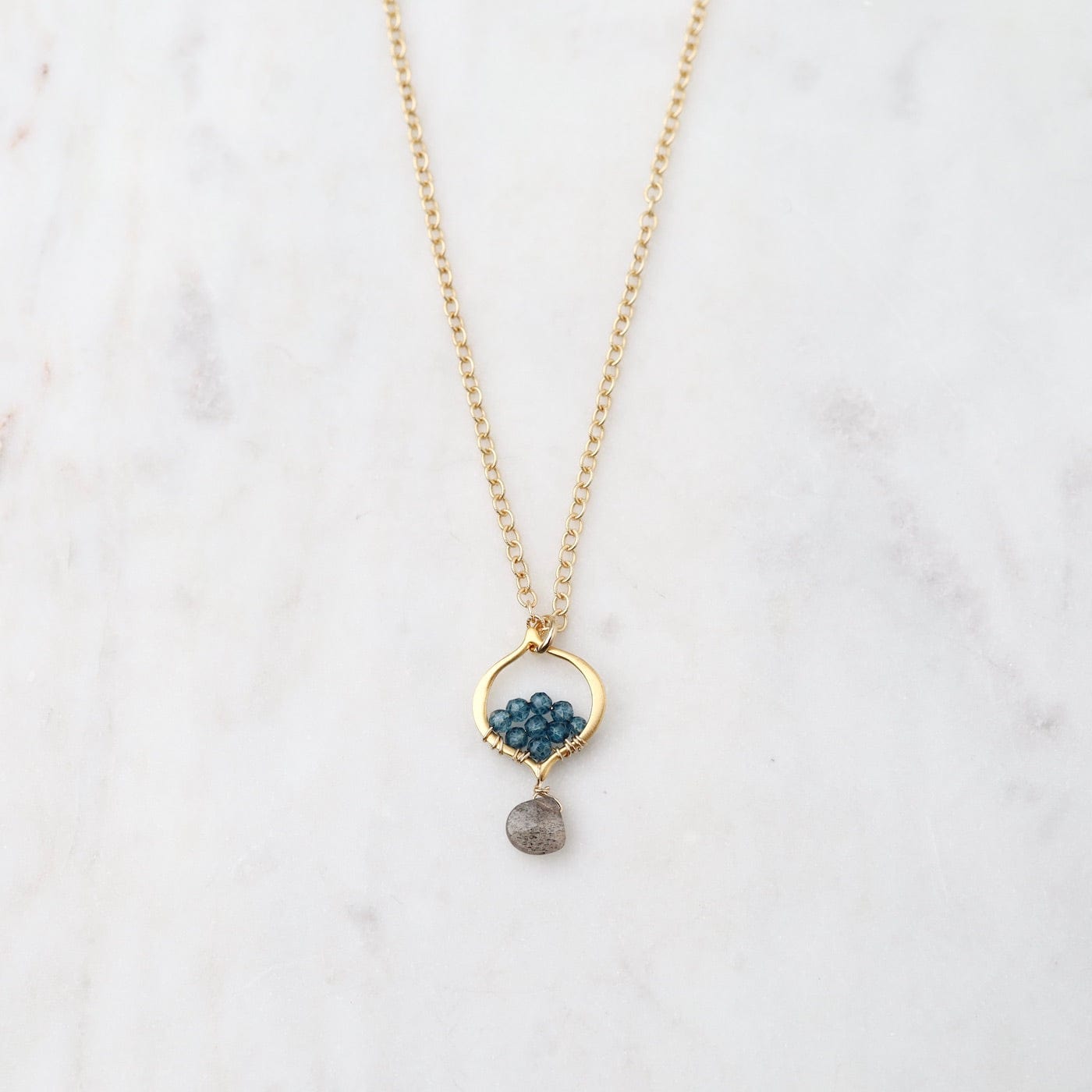 NKL-GF Arabesque Labradorite and Blue Quartz Necklace