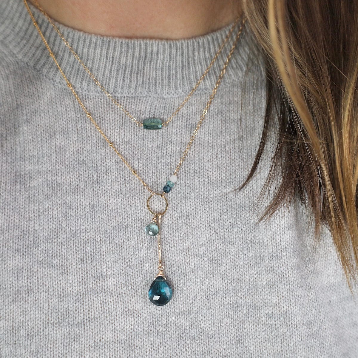 NKL-GF Asymmetrical Blue Mixed Necklace