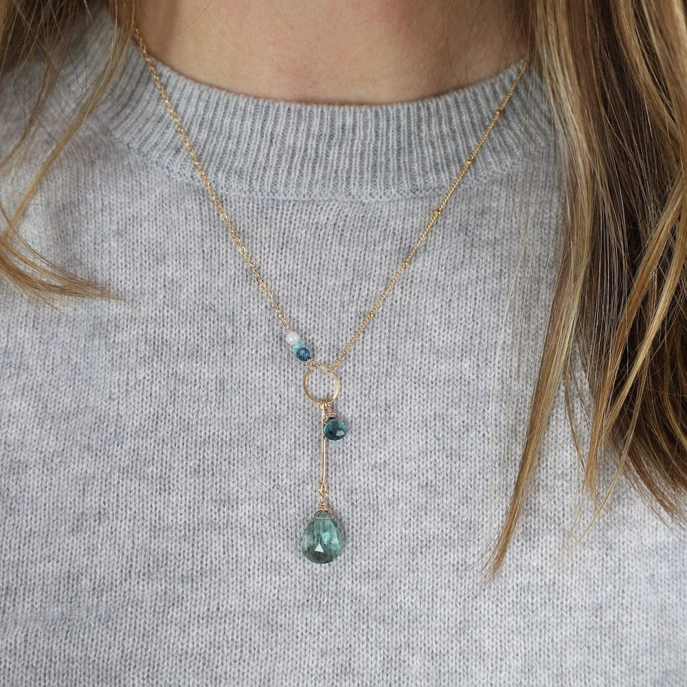 NKL-GF Asymmetrical Green Blue Mixed Necklace