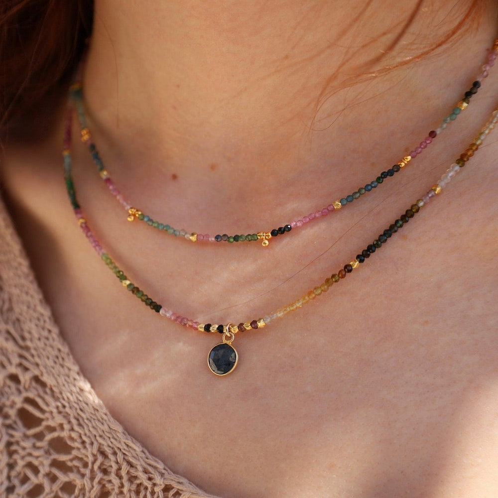 
                  
                    NKL-GF Bezel Set Indigo Kyanite and Tourmaline Choker Necklace
                  
                