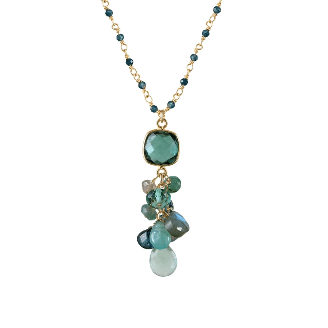 NKL-GF Bezel Square Green Quartz Necklace