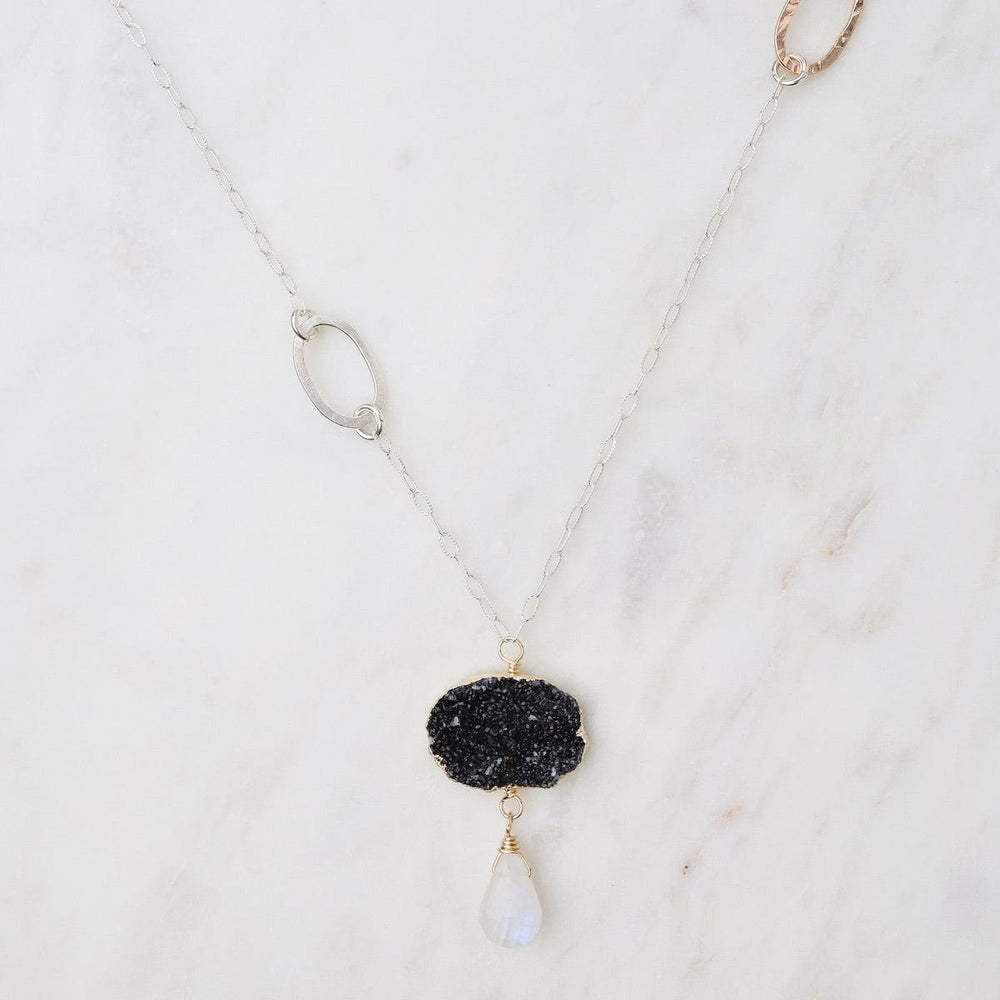 
                      
                        NKL-GF Black Druzy and Moonstone Necklace
                      
                    