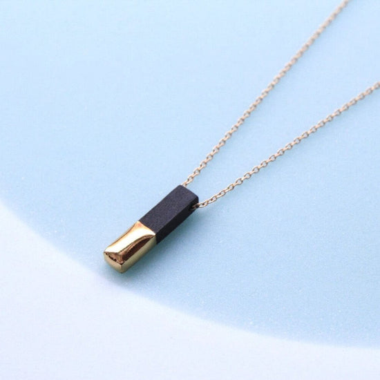 Load image into Gallery viewer, NKL-GF Black Gold Dipped Bar Neckalce
