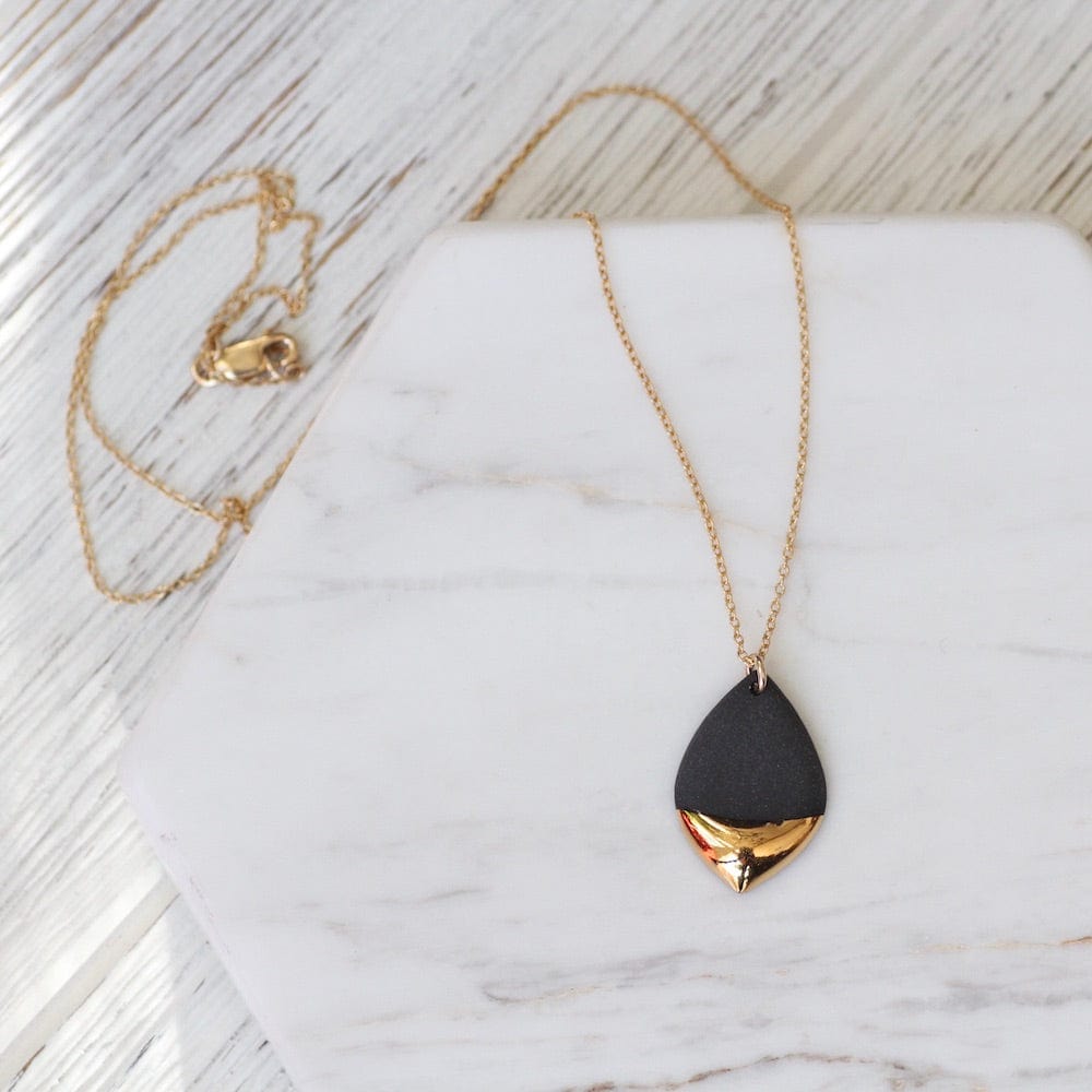 NKL-GF Black Gold Dipped Marquise Necklace