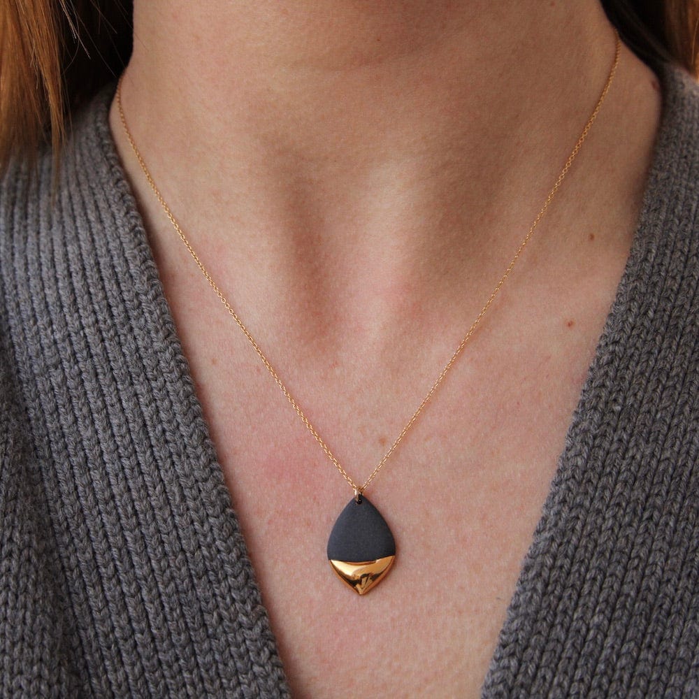 NKL-GF Black Gold Dipped Marquise Necklace