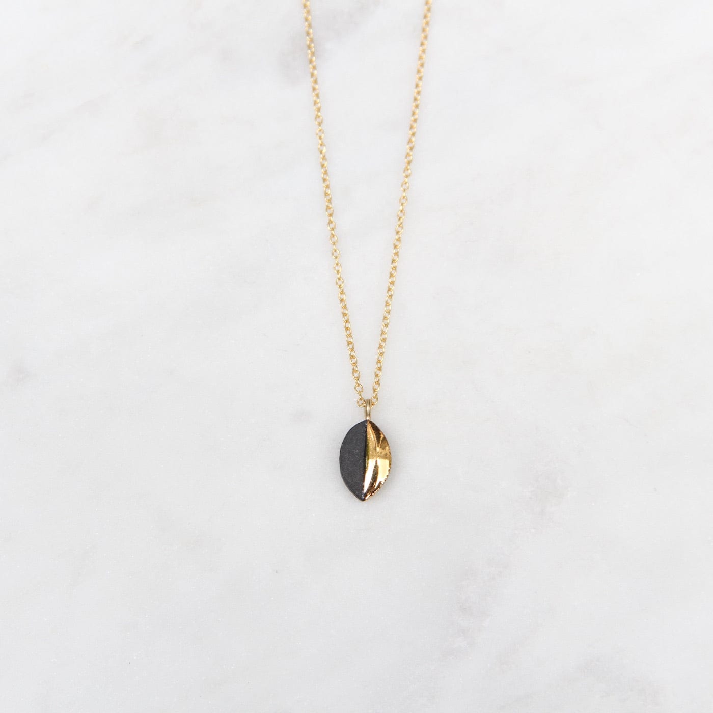 NKL-GF Black Gold Dipped Mini Marquise Necklace