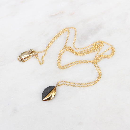 NKL-GF Black Gold Dipped Mini Marquise Necklace