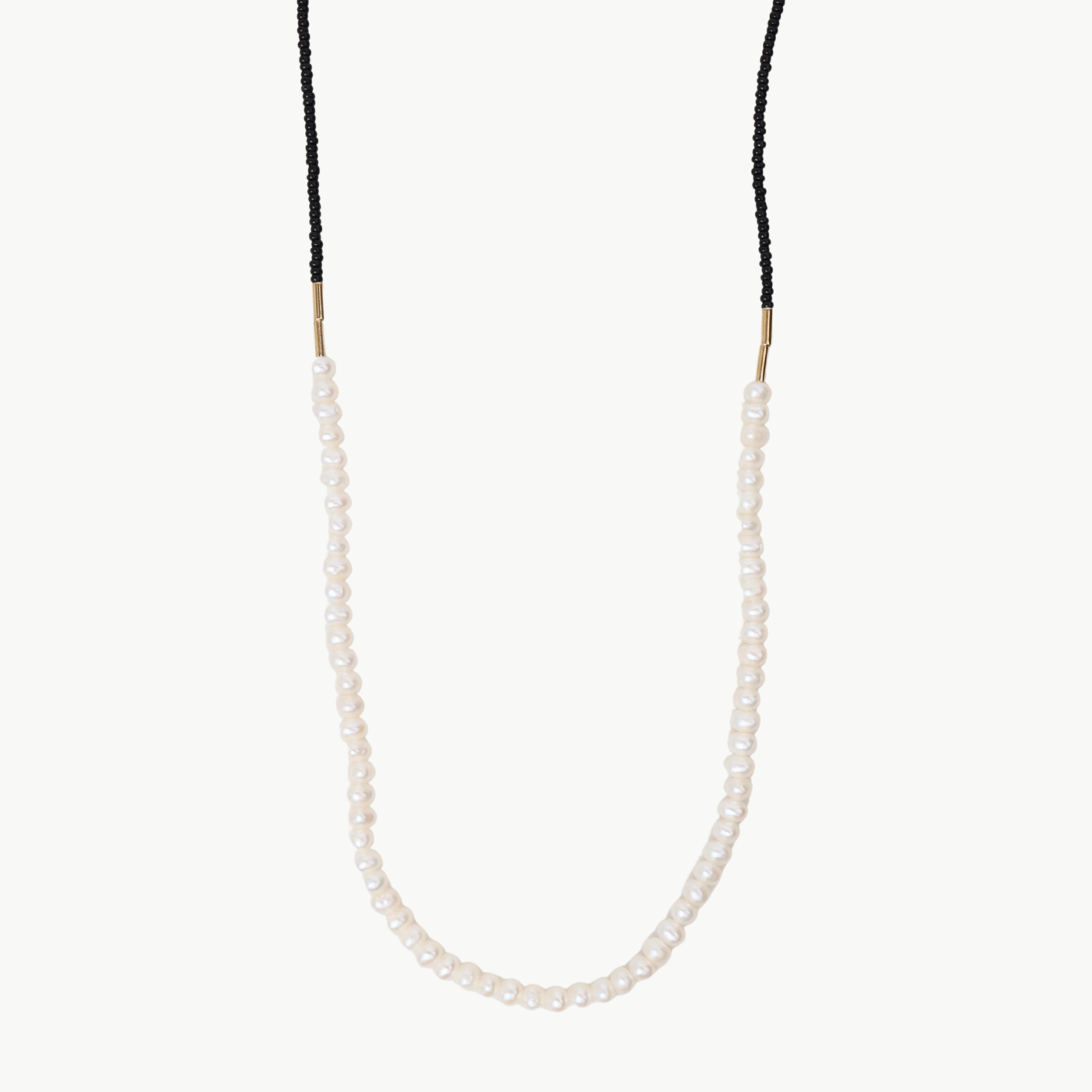 NKL-GF Black seed beads with gold vermeil & white pearl c