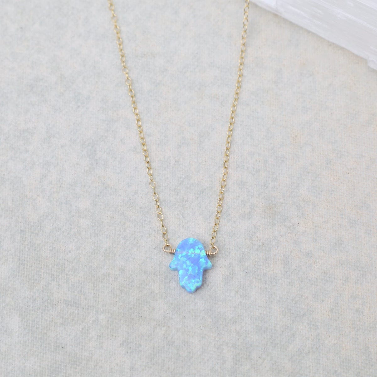 NKL-GF Blue Opal Hamsa Necklace