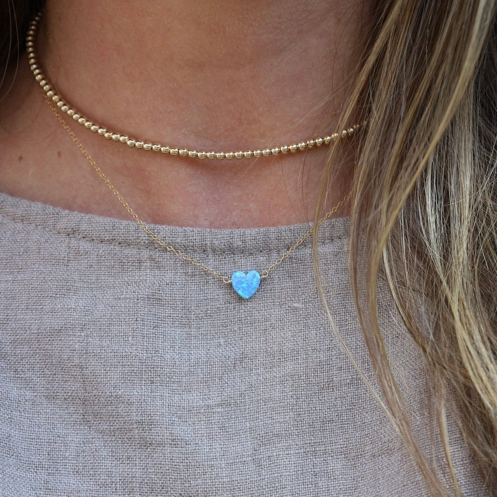 NKL-GF Blue Opal Heart Necklace