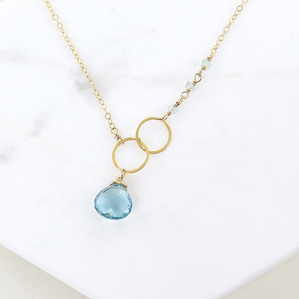 Load image into Gallery viewer, NKL-GF BLUE TOPAZ AND LOOPED GOLD NECKLACE
