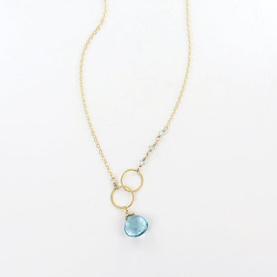 Load image into Gallery viewer, NKL-GF BLUE TOPAZ AND LOOPED GOLD NECKLACE
