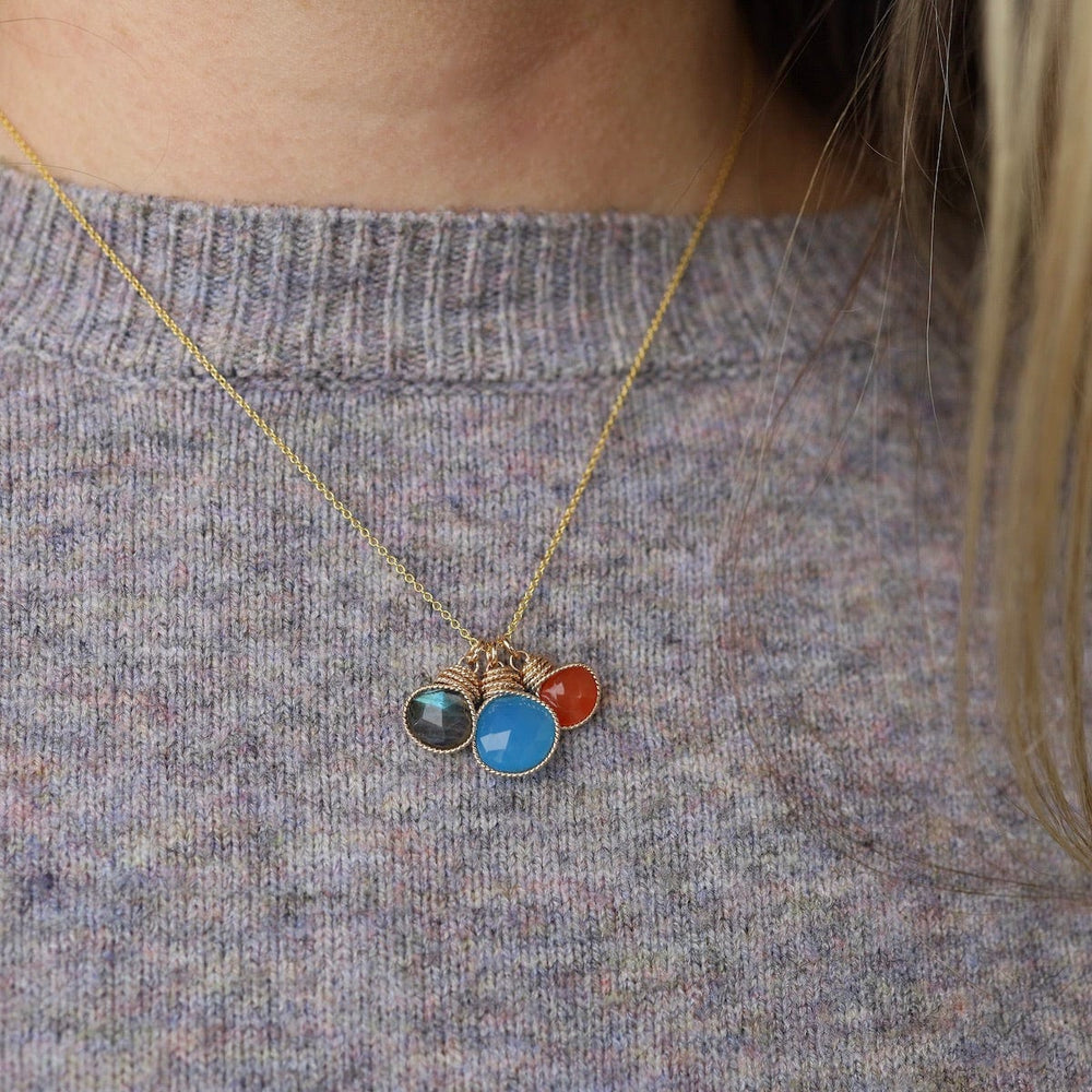 
                  
                    NKL-GF Braided Wrapped Charm Necklace with Labradorite, Blue Chalcedony, and Carnelian
                  
                