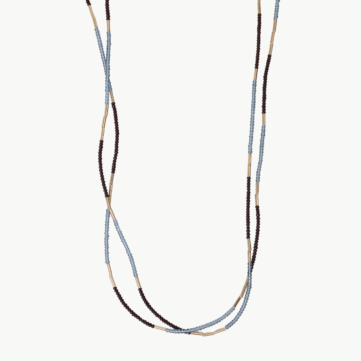 NKL-GF Brown & grey seed beads with gold vermeil beads ne