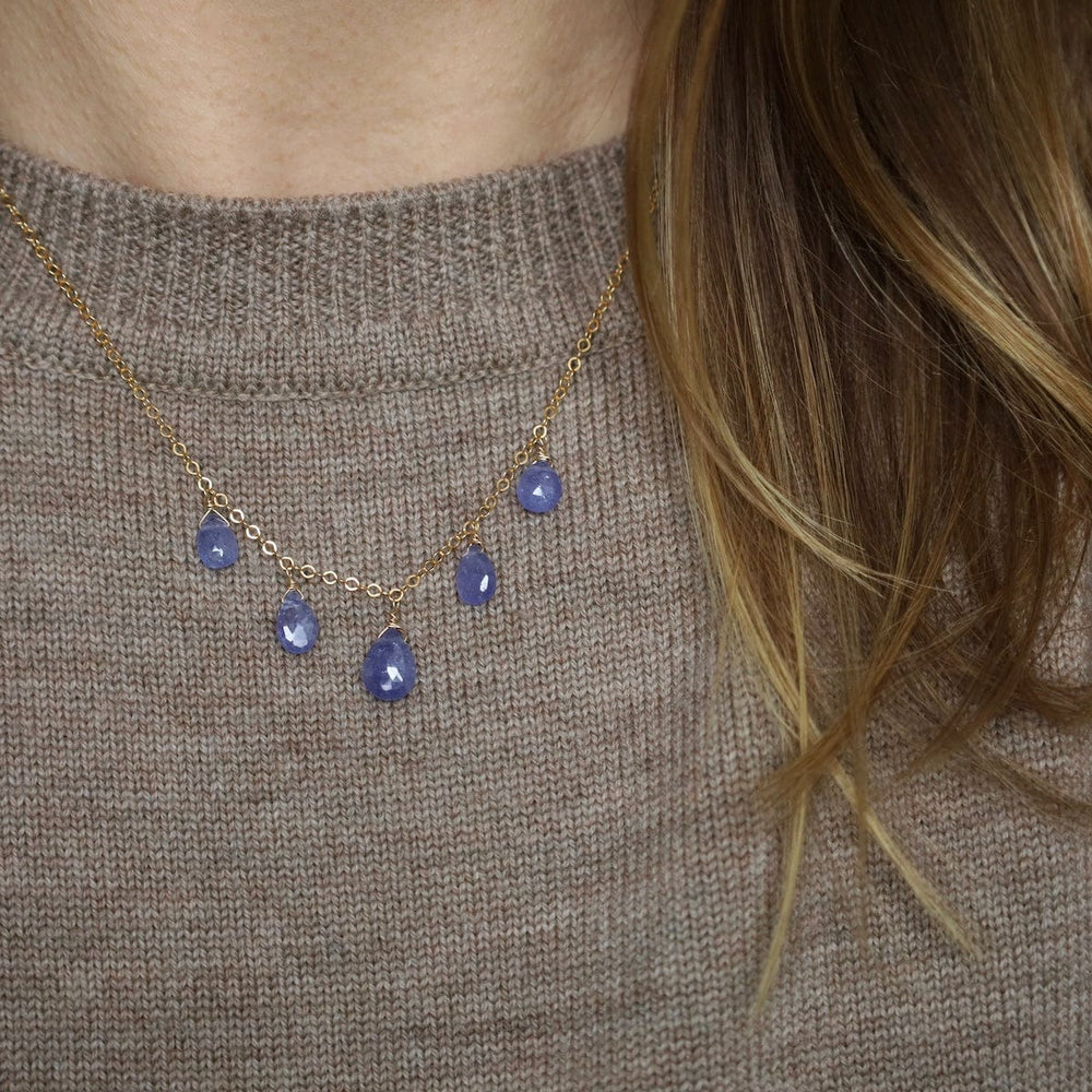 
                  
                    NKL-GF Cable Chain with 5 Tanzanite Drops Necklace
                  
                