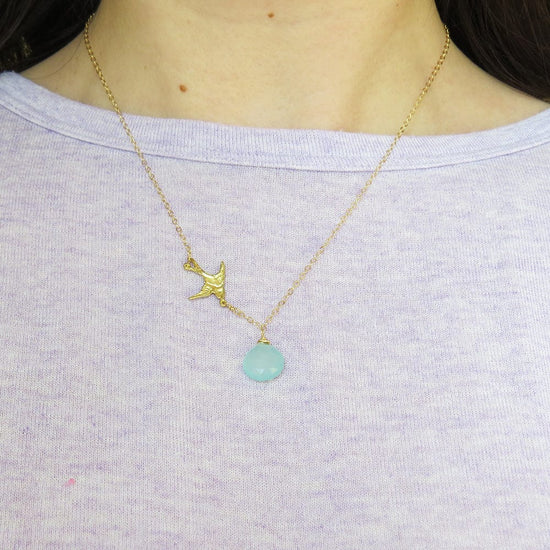 NKL-GF CHALCEDONY AND BIRD NECKLACE