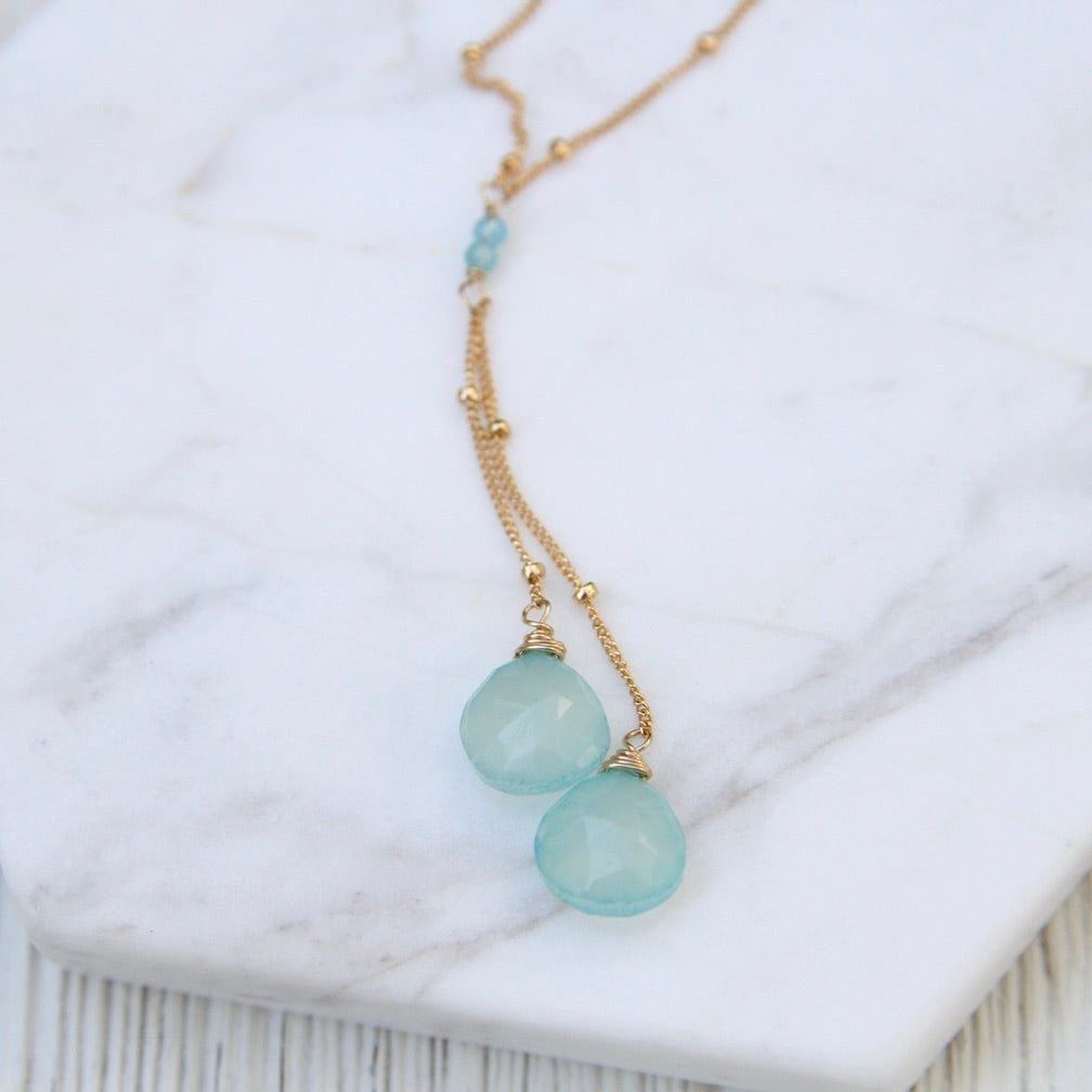 NKL-GF Chalcedony Double Drop Necklace