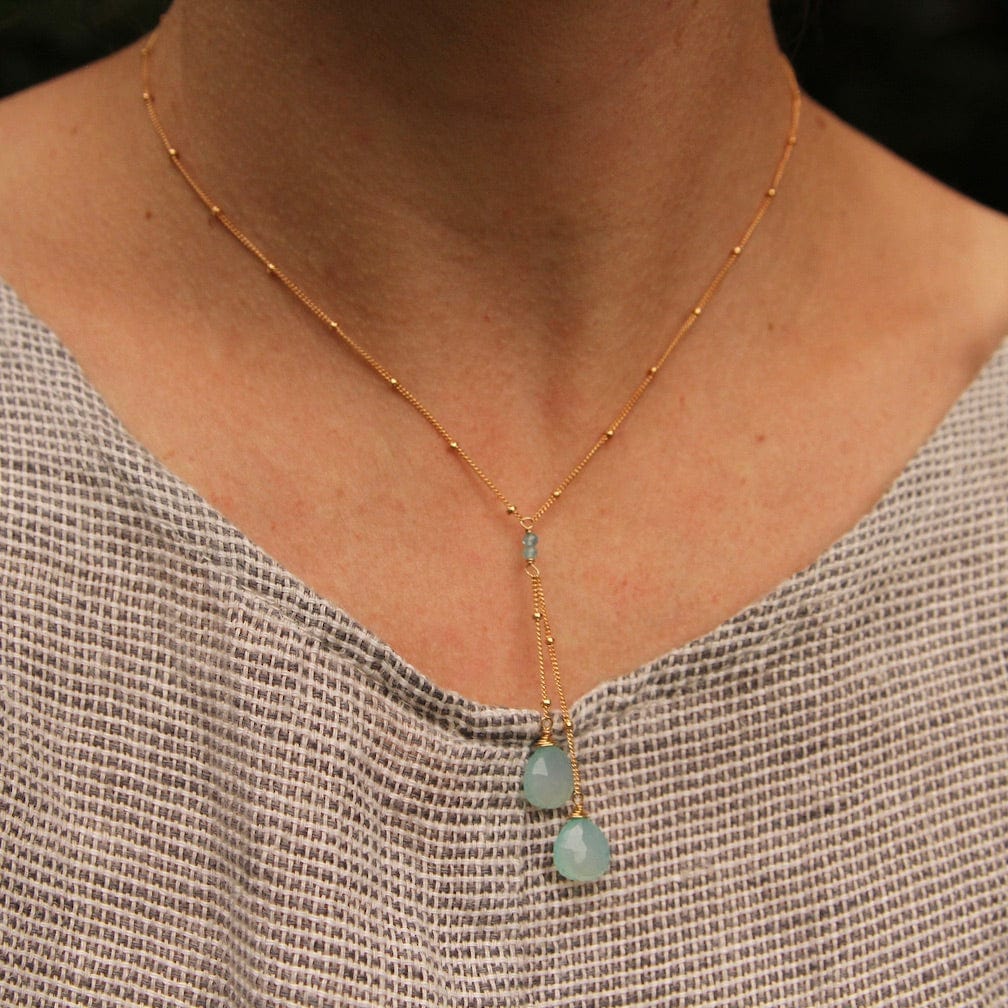 NKL-GF Chalcedony Double Drop Necklace