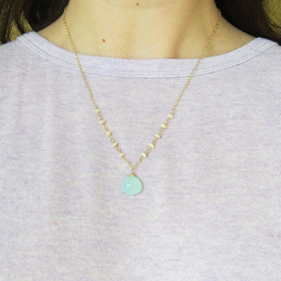 NKL-GF CHALCEDONY PEARL NECKLACE