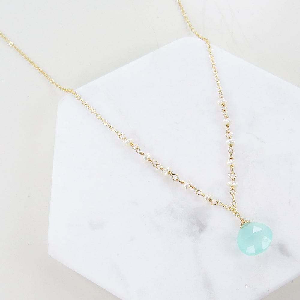 NKL-GF CHALCEDONY PEARL NECKLACE
