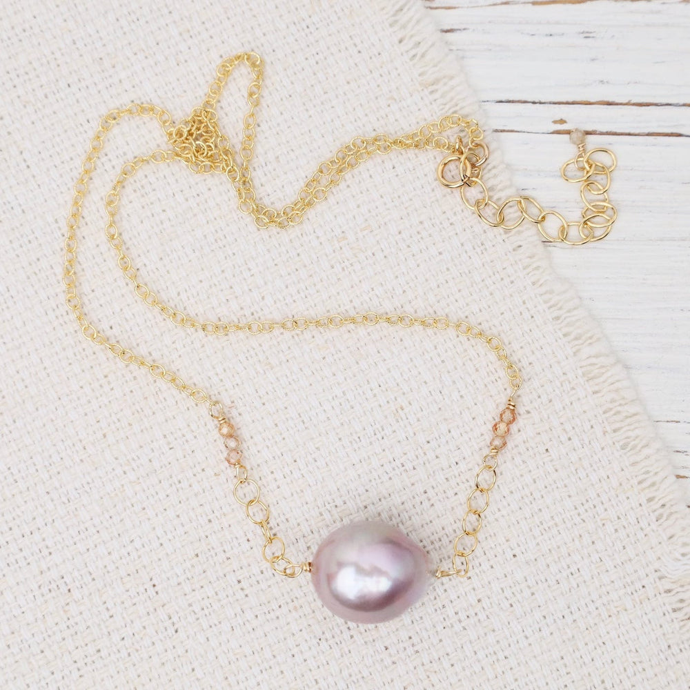 
                  
                    NKL-GF Champagne Edison pearl, zircon, gold fill chain
                  
                