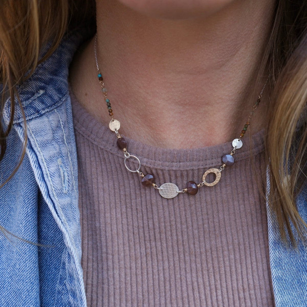 
                  
                    NKL-GF Chocolate Moonstone & African Turquoise Link Necklace
                  
                