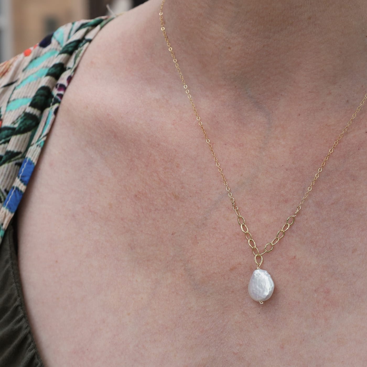 NKL-GF Coin Pearl Drop Necklace
