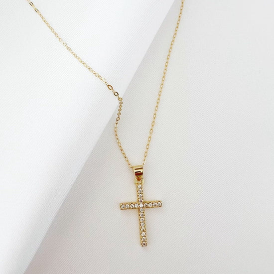 NKL-GF Cross Religious Cz Necklace Gold Filled