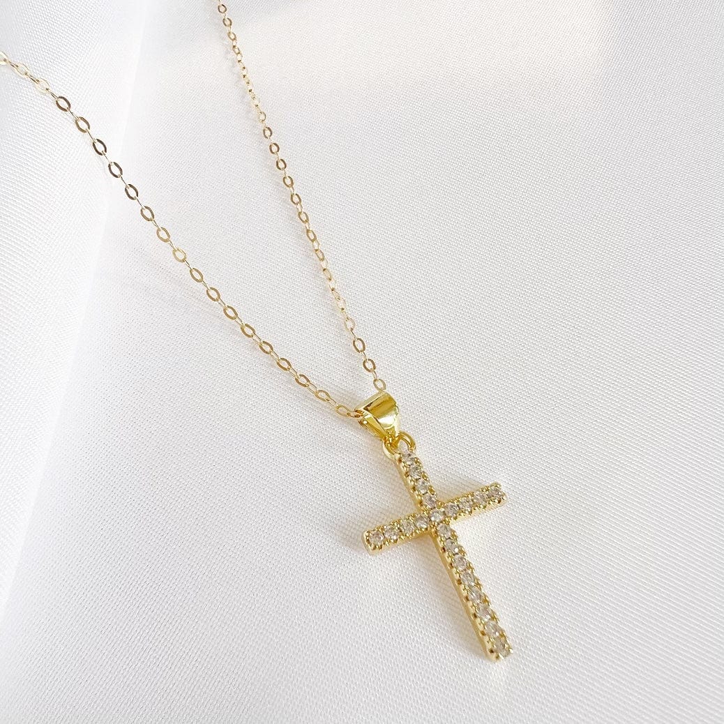 NKL-GF Cross Religious Cz Necklace Gold Filled
